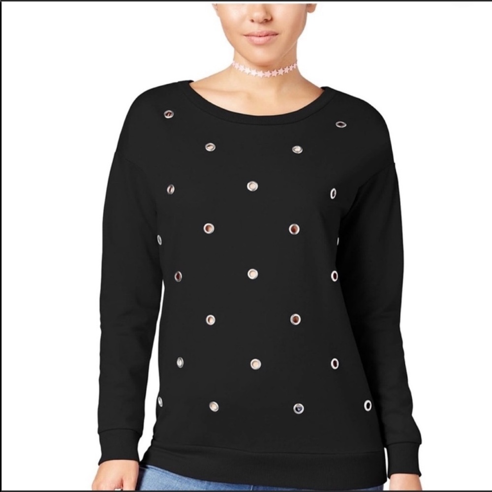 Ultra flirt, sweatshirt with metal accents.